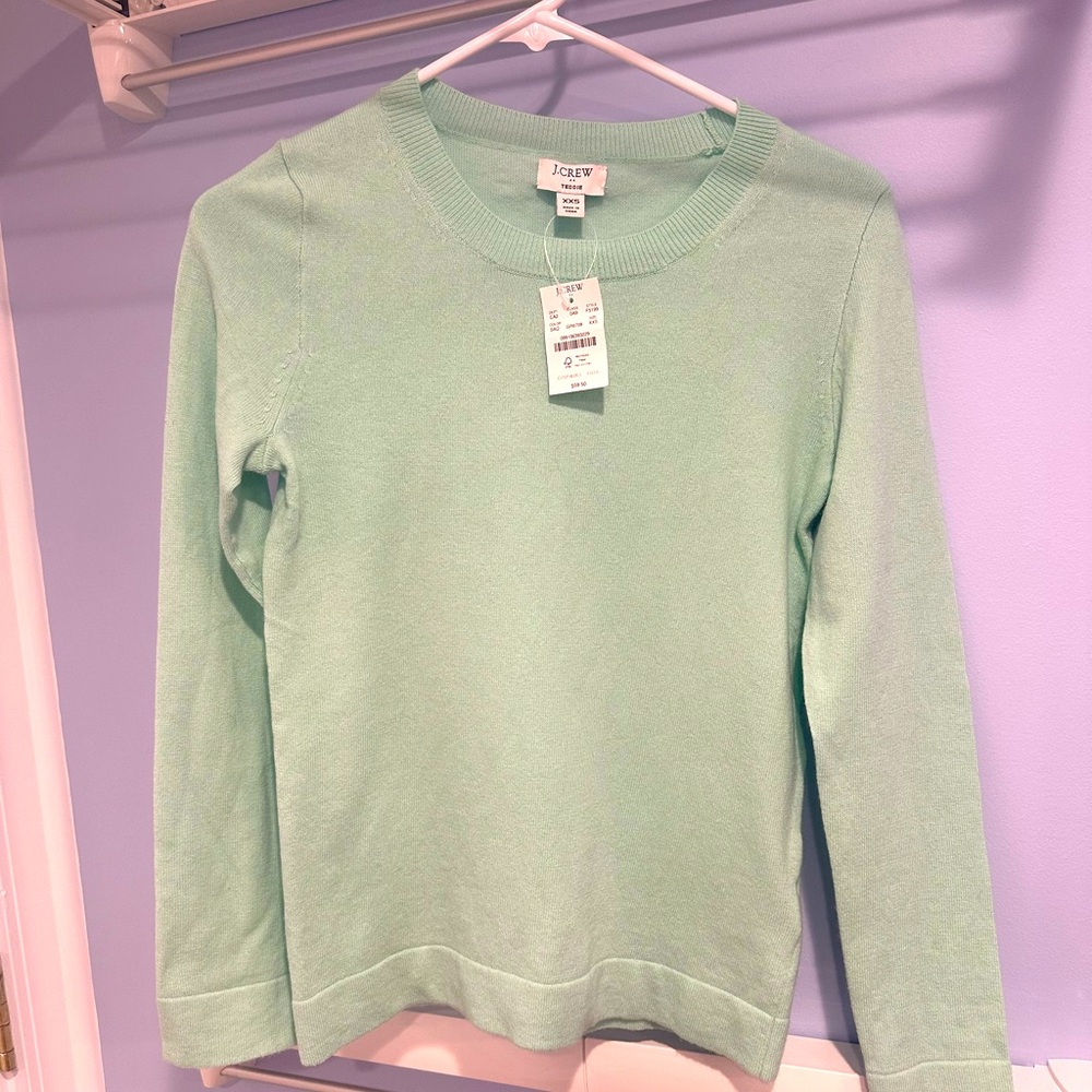 J Crew Teddie Mint Green Sweater NWT